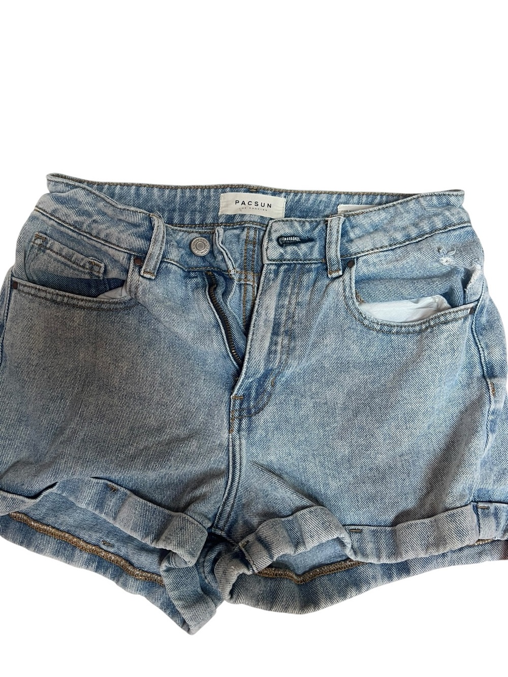 PacSun Faded Light Blue Rolled-Hem Jean Shorts